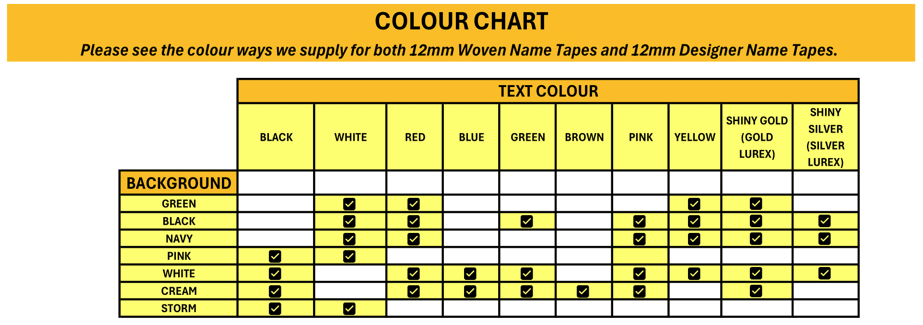 12mm Woven Designer Name Tapes (2 LINE)