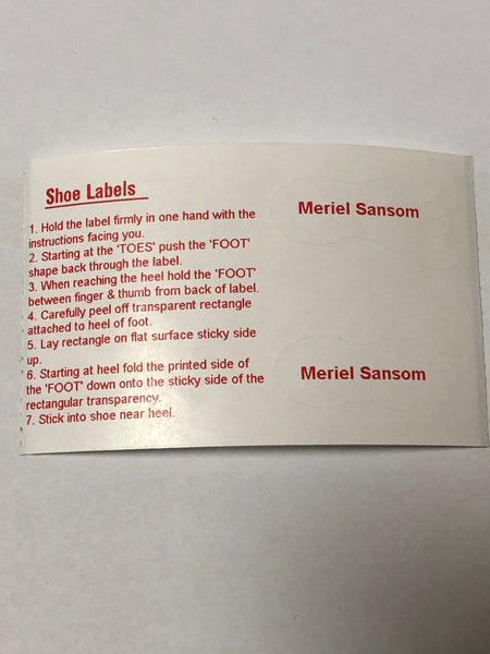 Footprint Shoe Labels