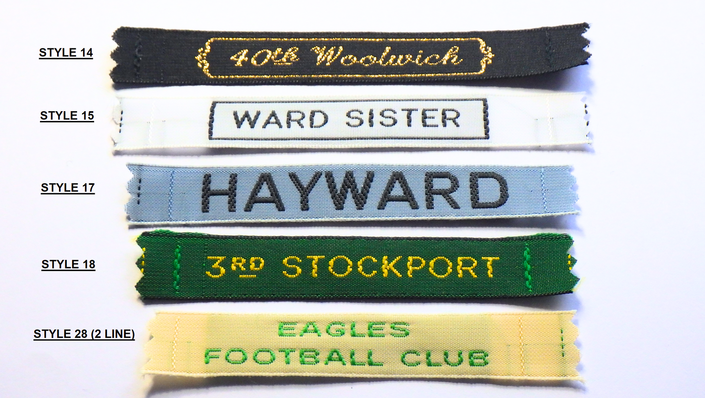 12mm Woven Name Tapes (1 LINE)