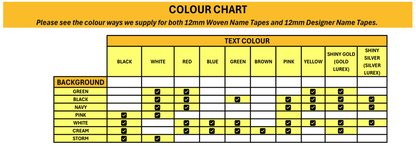 12mm Woven Name Tapes (2 LINE)
