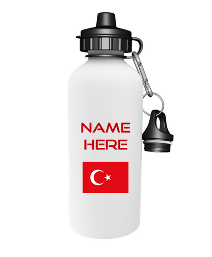 White Aluminium Sports Bottle 500ml with Euro 2024 Flags