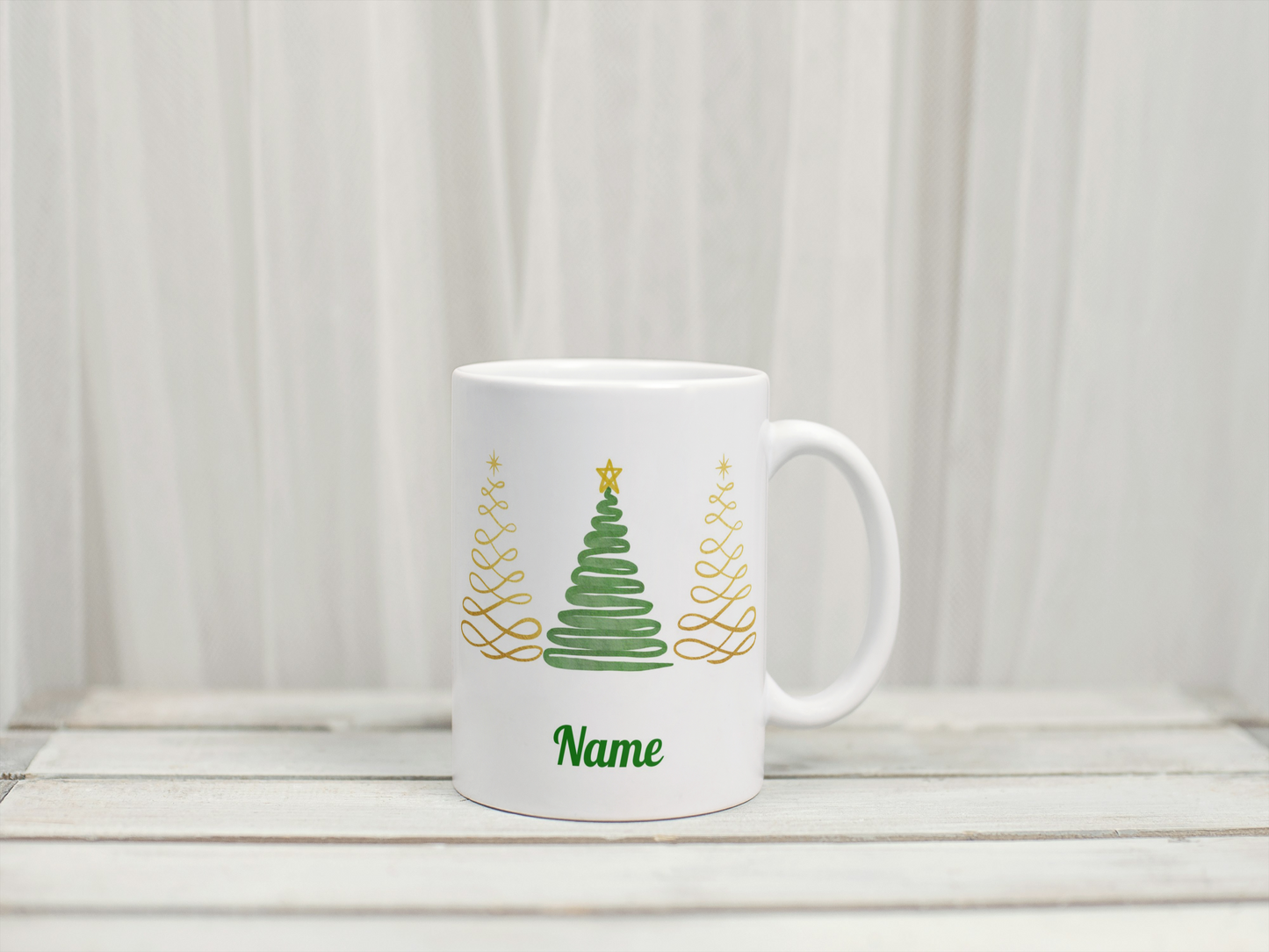Personalised Christmas Tree Mug with Custom Name