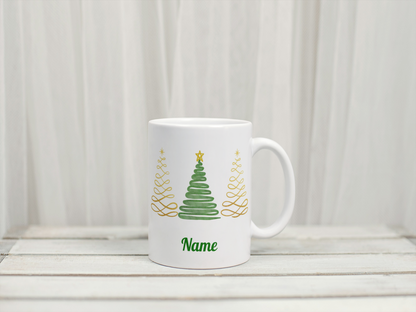 Personalised Christmas Tree Mug with Custom Name
