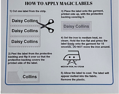 Printed Iron On Labels (for Clothing)