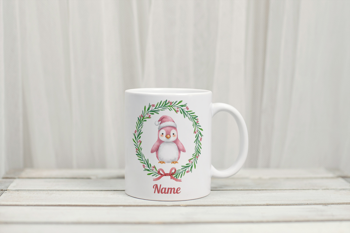 Personalised Penguin Mug with Custom Name